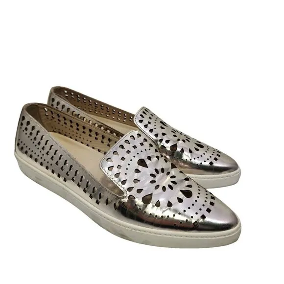 Fabio Rusconi Metal Cutwork Slip On Shoes Flats Laser Cut Italy Women's Size‎ 37