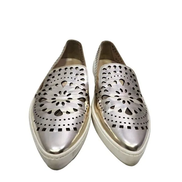 Fabio Rusconi Metal Cutwork Slip On Shoes Flats Laser Cut Italy Women's Size‎ 37