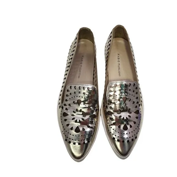 Fabio Rusconi Metal Cutwork Slip On Shoes Flats Laser Cut Italy Women's Size‎ 37