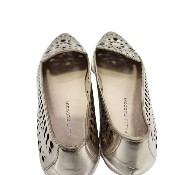 Fabio Rusconi Metal Cutwork Slip On Shoes Flats Laser Cut Italy Women's Size‎ 37