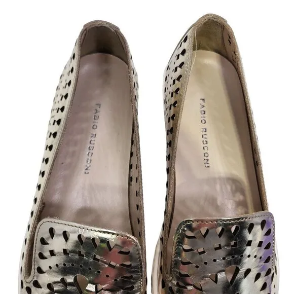 Fabio Rusconi Metal Cutwork Slip On Shoes Flats Laser Cut Italy Women's Size‎ 37