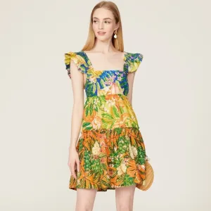 Farm Rio Caipirinha Tiered Mini Dress Size Small