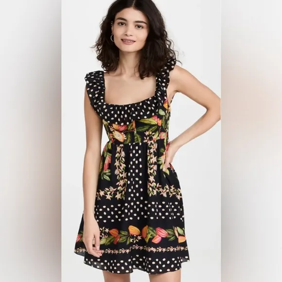 🌻Farm Rio Cocoa Paradise Ruffle Mini Dress