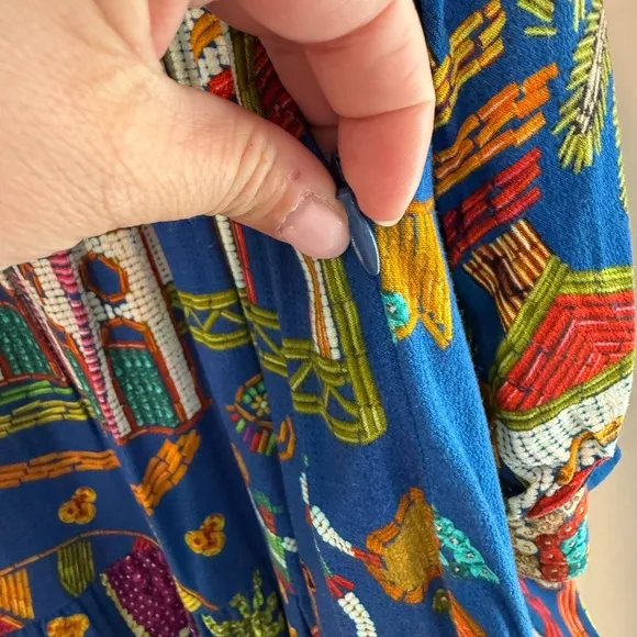 Farm Rio Folk Party Santa Fe Long-Sleeved Maxi Dress
