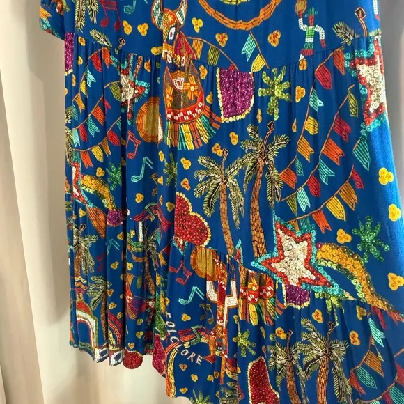 Farm Rio Folk Party Santa Fe Long-Sleeved Maxi Dress