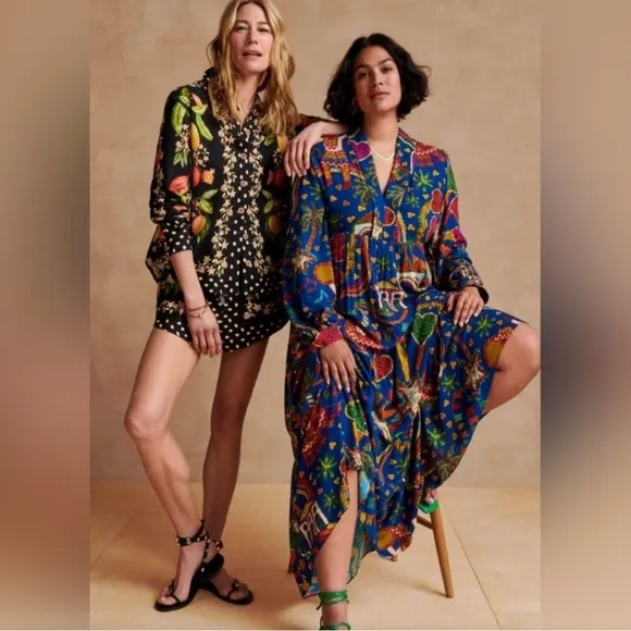 Farm Rio Folk Party Santa Fe Long-Sleeved Maxi Dress