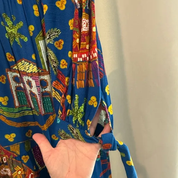 Farm Rio Folk Party Santa Fe Long-Sleeved Maxi Dress