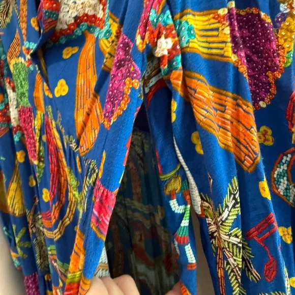 Farm Rio Folk Party Santa Fe Long-Sleeved Maxi Dress