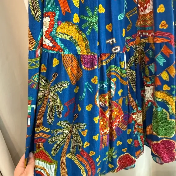 Farm Rio Folk Party Santa Fe Long-Sleeved Maxi Dress