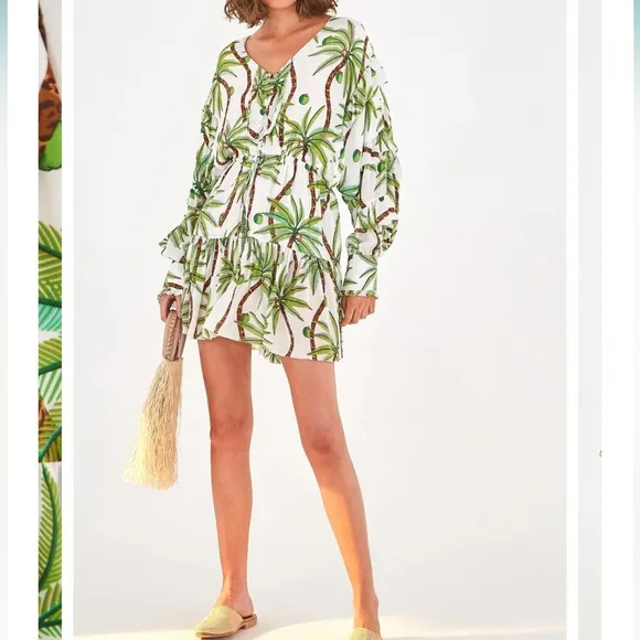 Farm Rio Swinging palms mini dress