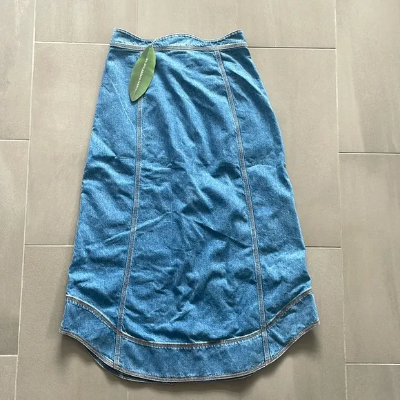 Farm Rio wave denim maxi skirt NWT