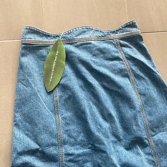 Farm Rio wave denim maxi skirt NWT