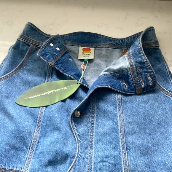 Farm Rio wave denim maxi skirt NWT
