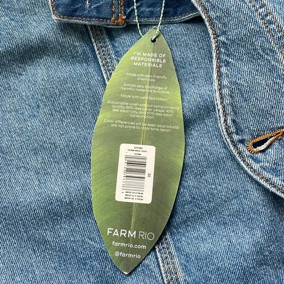 Farm Rio wave denim maxi skirt NWT