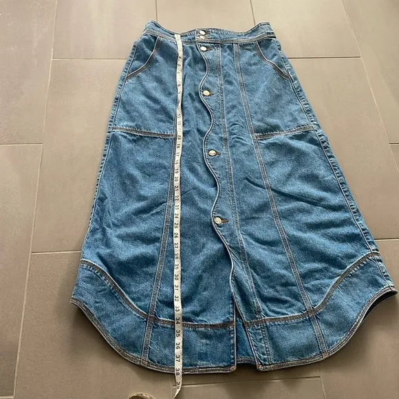 Farm Rio wave denim maxi skirt NWT