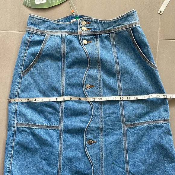 Farm Rio wave denim maxi skirt NWT