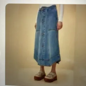 Farm Rio wave denim maxi skirt NWT