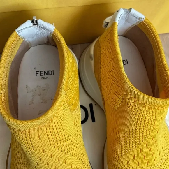 Fendi Fluid Sneakers High-Tech Jacquard Yellow Size 37