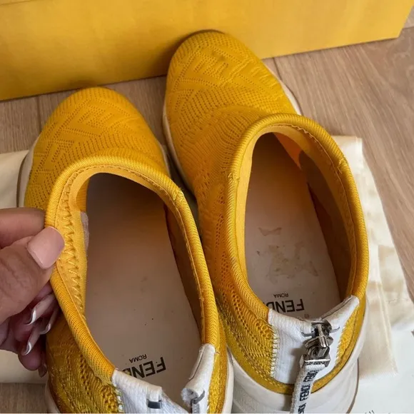 Fendi Fluid Sneakers High-Tech Jacquard Yellow Size 37