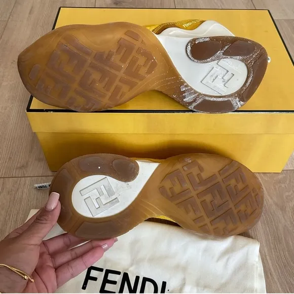 Fendi Fluid Sneakers High-Tech Jacquard Yellow Size 37