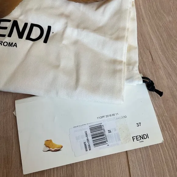 Fendi Fluid Sneakers High-Tech Jacquard Yellow Size 37