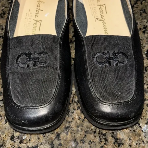 Ferragamo black leather loafers