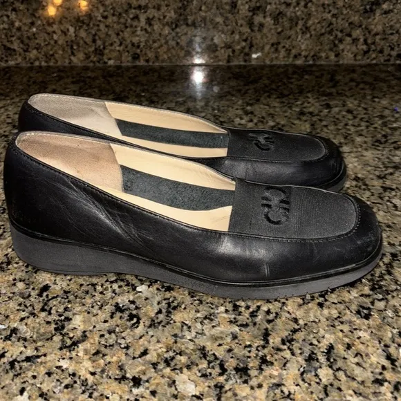 Ferragamo black leather loafers