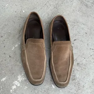 Ferragamo khaki tan suede loafers