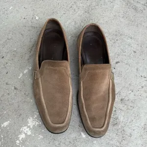 Ferragamo khaki tan suede loafers