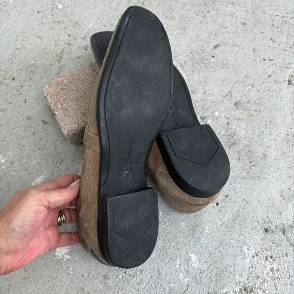 Ferragamo khaki tan suede loafers