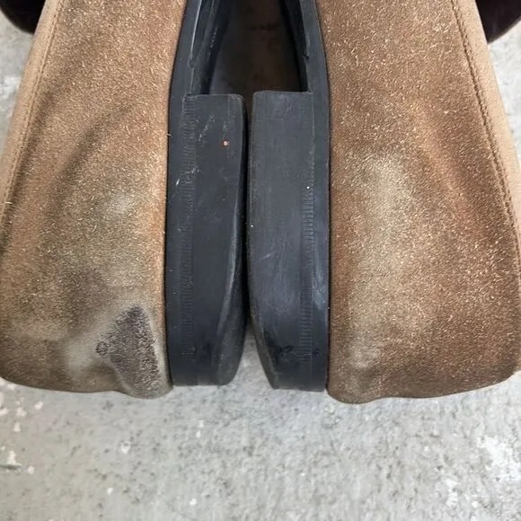 Ferragamo khaki tan suede loafers