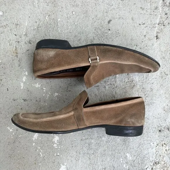 Ferragamo khaki tan suede loafers
