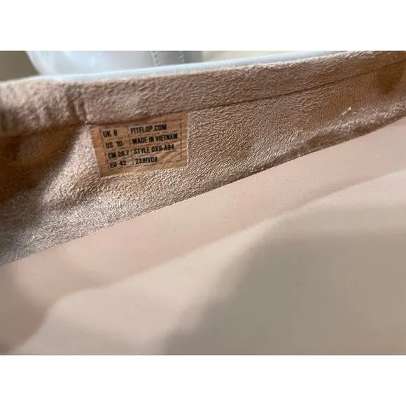 Fitflop Allegro Bow Leather Ballerina Flat Latte Beige Size 10 NIB Comfy Slip On
