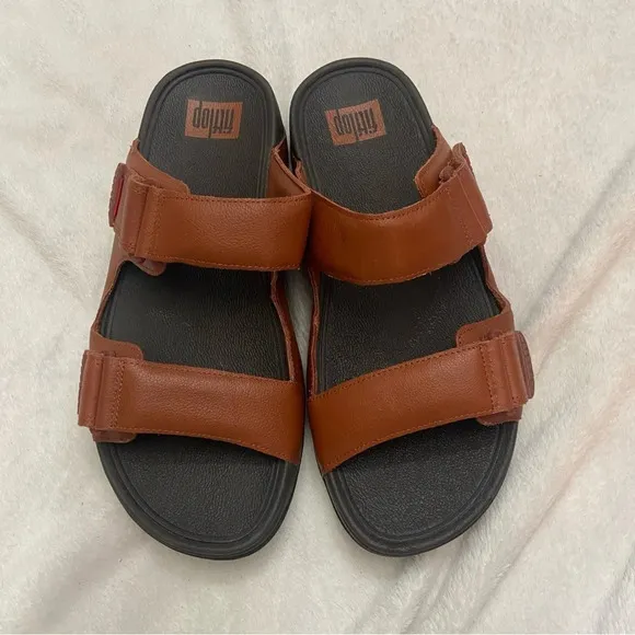 Fitflop  Men's Gogh Moc Slides Leather Dark Tan Size 9
