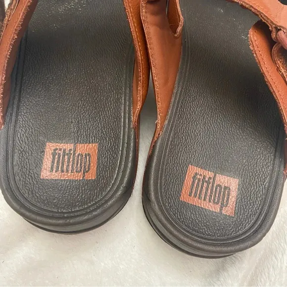 Fitflop  Men's Gogh Moc Slides Leather Dark Tan Size 9