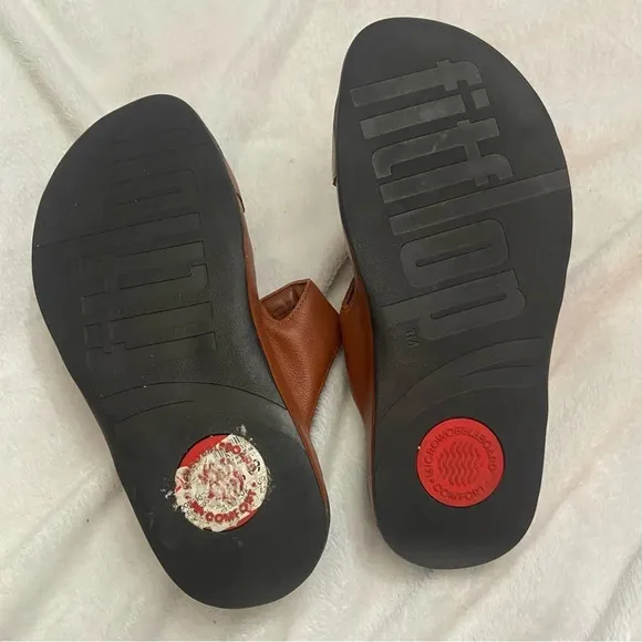 Fitflop  Men's Gogh Moc Slides Leather Dark Tan Size 9