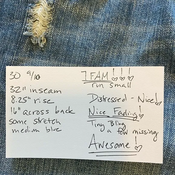 FLARES!💙👖VINTAGE 7FAM! AWESOME!👖💙30 9/10 32” DISTRESSED! NICE FADING! VGUC!