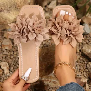 Floral Strappy Flat Sandals For Summer Beach With A Fashionable