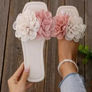 Floral Strappy Flat Sandals, Trendy Fashionable Versatile Shoes For Women