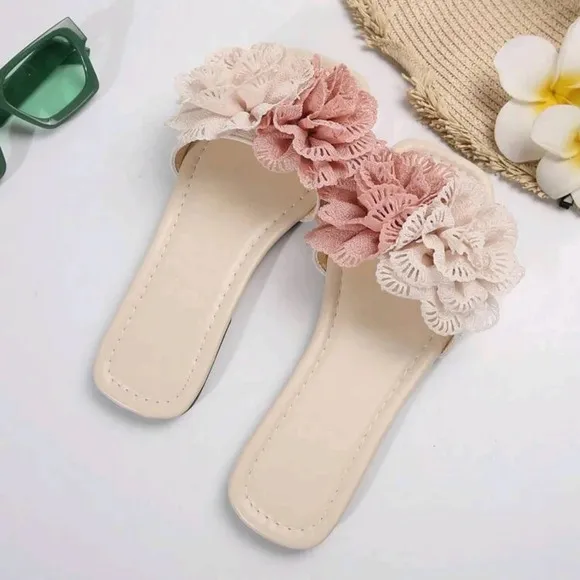 Floral Strappy Flat Sandals, Trendy Fashionable Versatile Shoes For Women