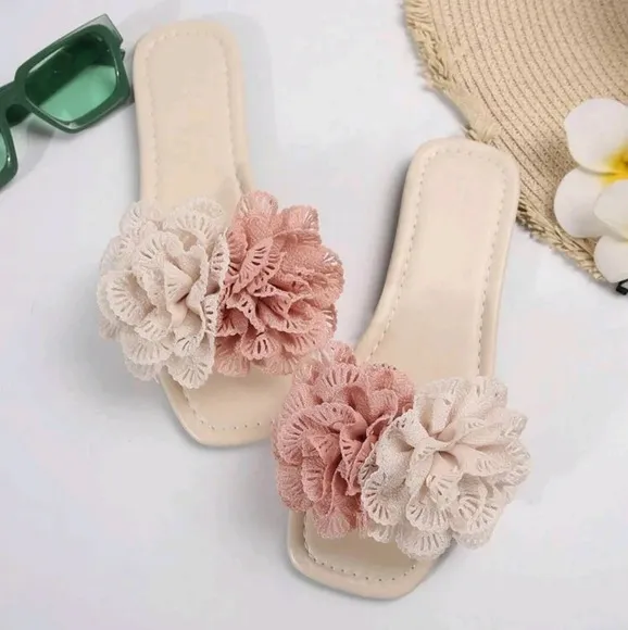 Floral Strappy Flat Sandals, Trendy Fashionable Versatile Shoes For Women