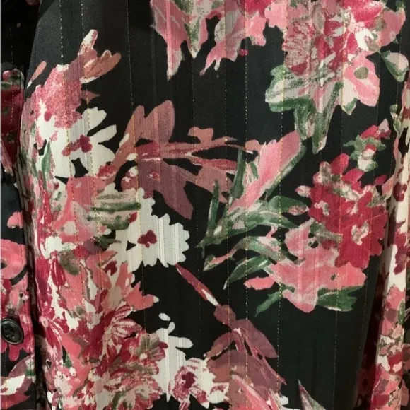 Floral Taylor Black &amp; Pink Midi-Button Down Dress. NWT