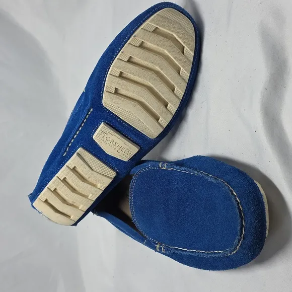 Florsheim Vintage Electric Blue Suede driving Elegant Loafers Mens 8.5 In Guc
