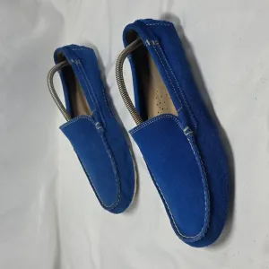 Florsheim Vintage Electric Blue Suede driving Elegant Loafers Mens 8.5 In Guc
