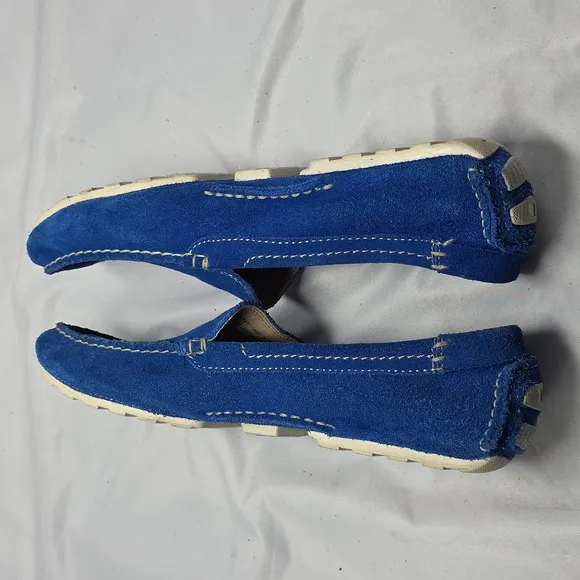 Florsheim Vintage Electric Blue Suede driving Elegant Loafers Mens 8.5 In Guc