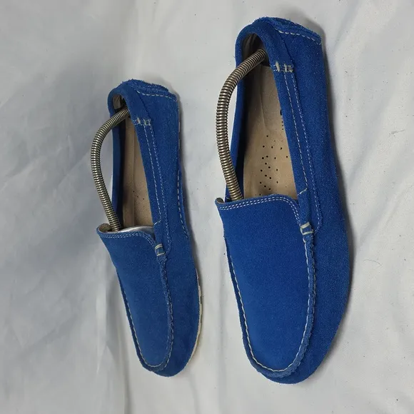 Florsheim Vintage Electric Blue Suede driving Elegant Loafers Mens 8.5 In Guc