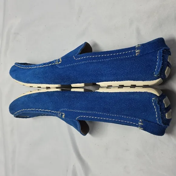 Florsheim Vintage Electric Blue Suede driving Elegant Loafers Mens 8.5 In Guc