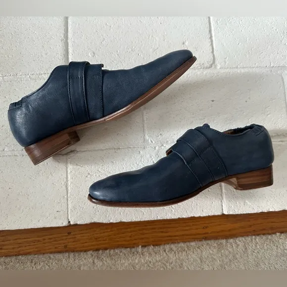 Fluevog EXCELLENT Gateway Johnston single monk strap slate blue loafer - 5.5/6