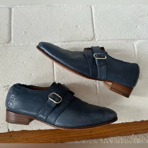 Fluevog EXCELLENT Gateway Johnston single monk strap slate blue loafer - 5.5/6