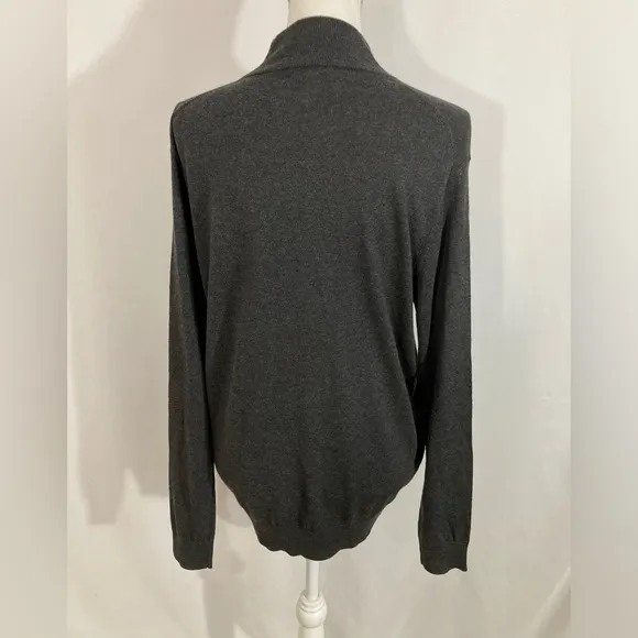 Forte Cashmere Sweater Women's Medium Gray Mock Neck Silk Blend Quiet Luxury